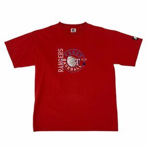 Vintage Texas Rangers Baseball T-Shirt Men's Size M Red Starter Tee Made in USA